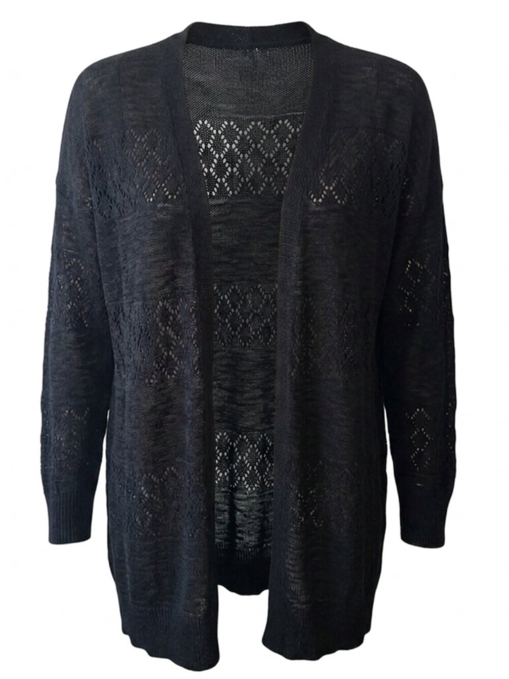 Black Open Knit Cardigan